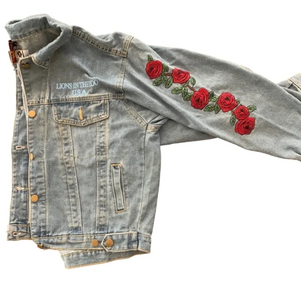 Rose Denim Jacket Vintage - Picture 2 of 3